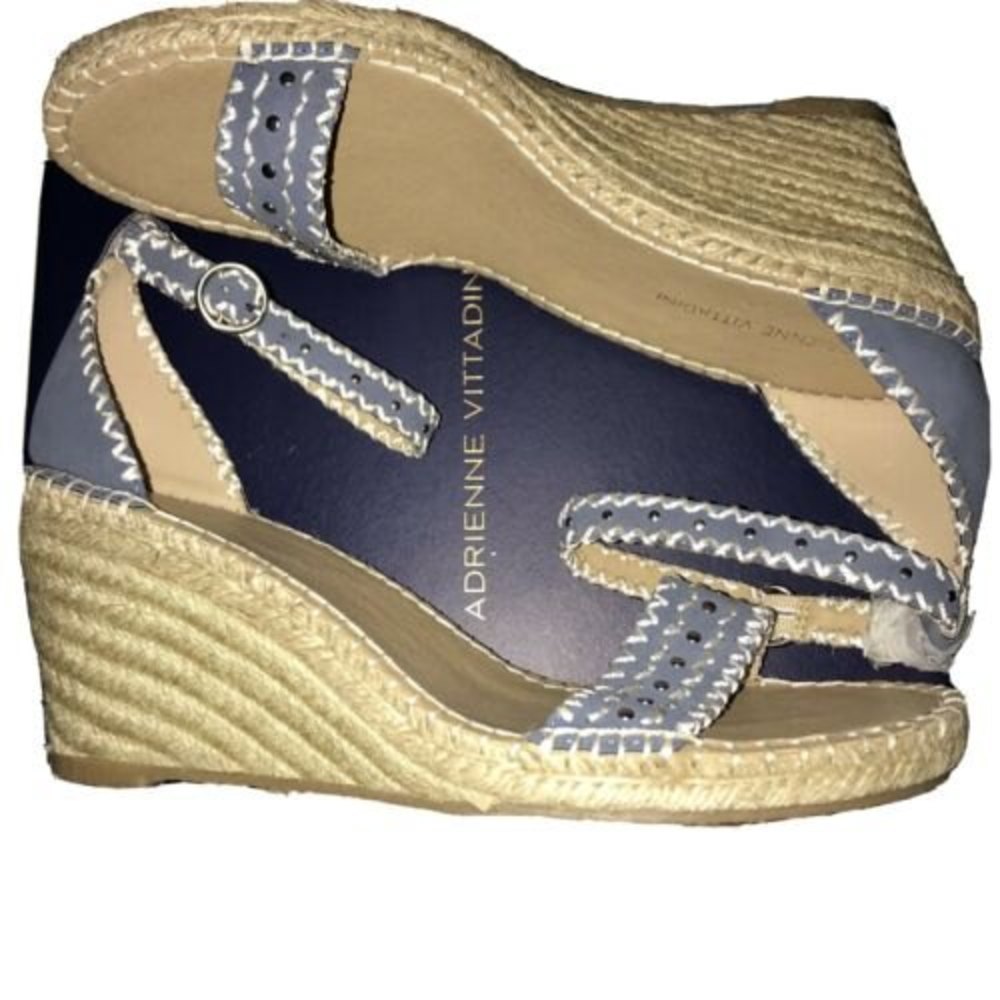Adrienne Vittadini Womens Charming Espadrille Wedge Sandals Metal Studs Size 10M - Picture 3 of 9